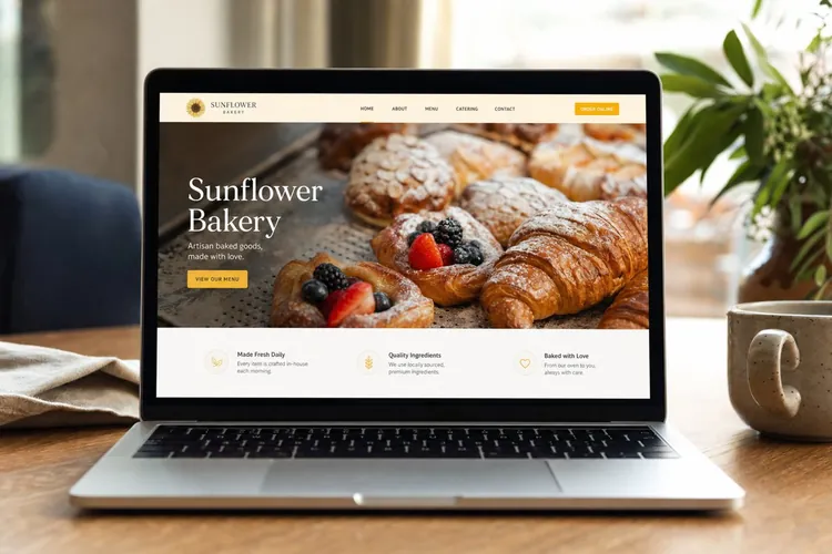 Website design concept for bakery Sunflower Bakery