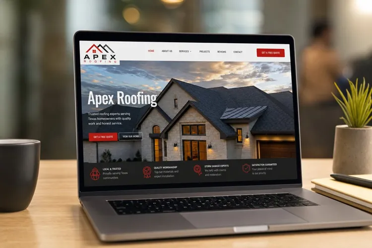 Website design concept for roofing contractor Apex Roofing